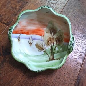 Nippon Scenic Hand-Painted Ceramic Bowl